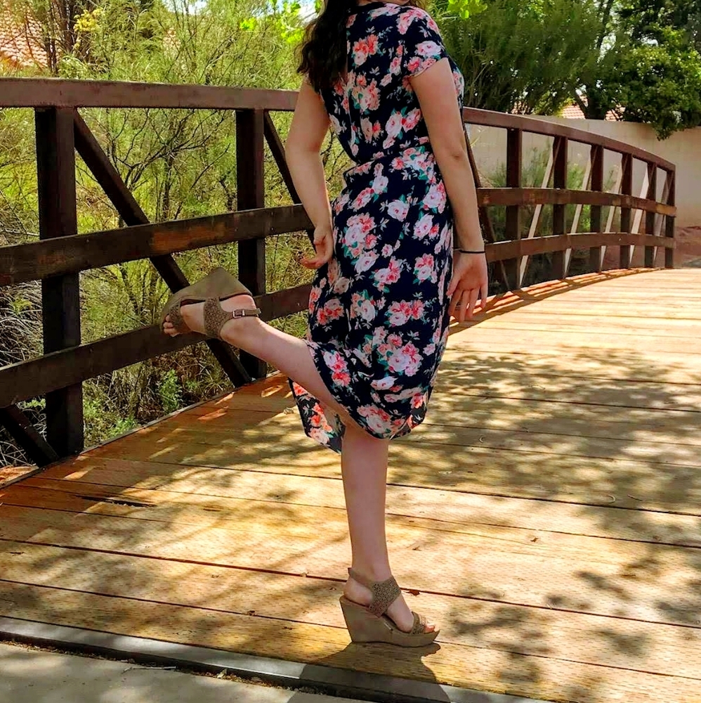 Floral High-low V-neck dress